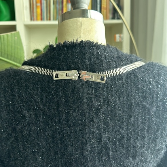 Alexander Wang Black Zipper Detail Tweed Cropped Jacket - Picture 9 of 10